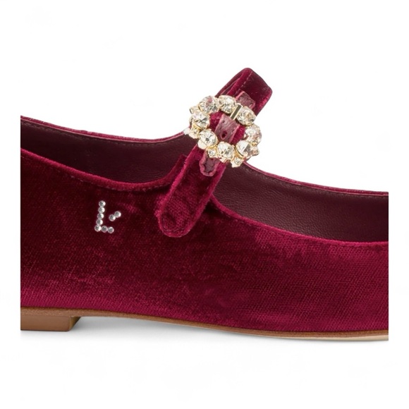 Larroudé Blair Ballet Flat In Wine Velvet NIB - Picture 6 of 8